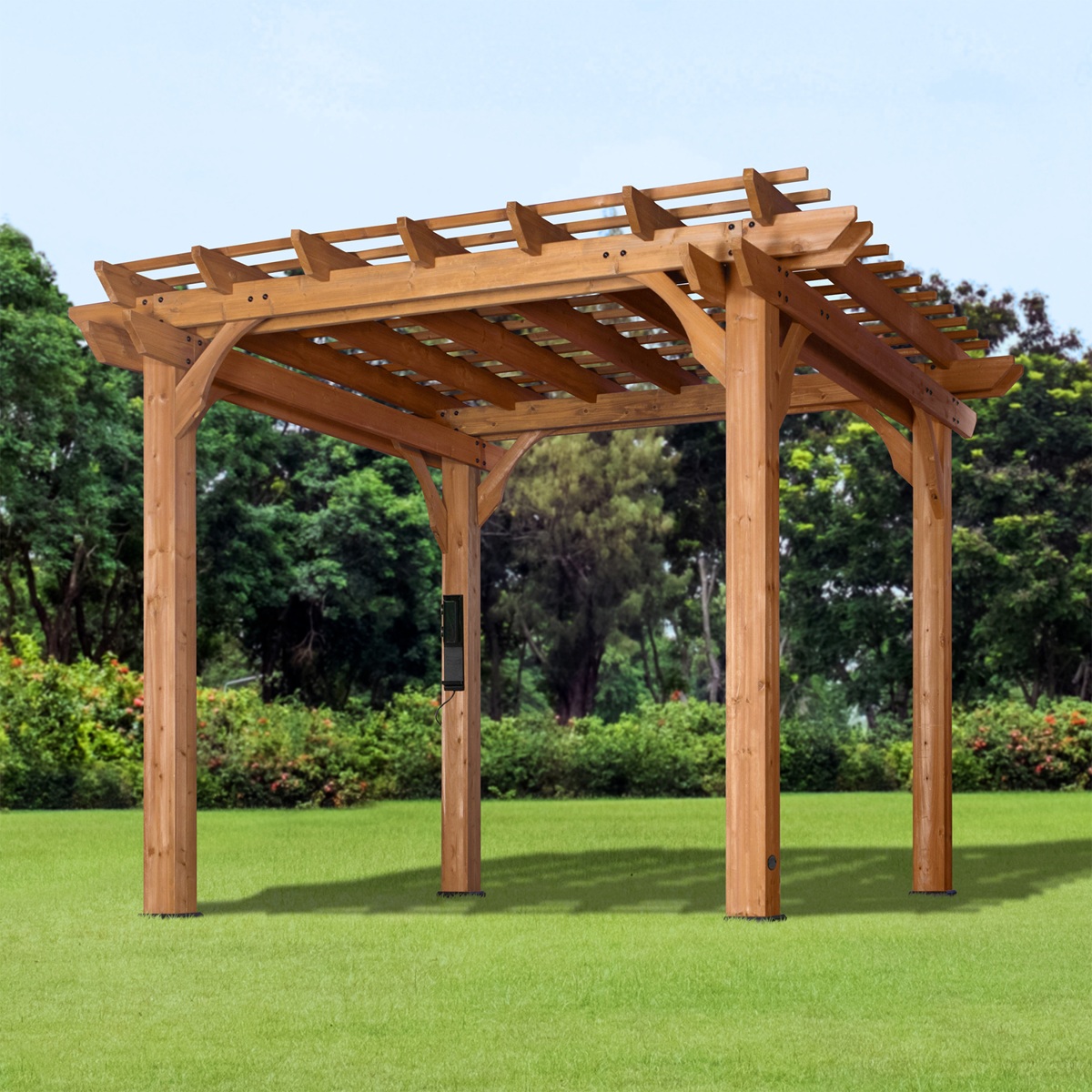 Beaumont Pergola 10x10 Medium Brown-6