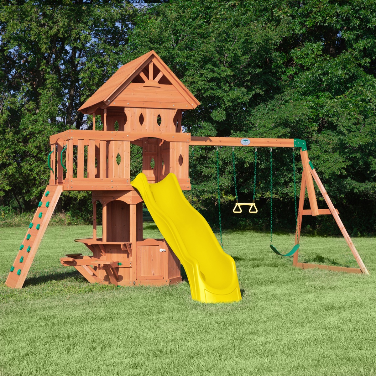 Woodland Swing Set With Yellow Slide Silverwood BJ S-12
