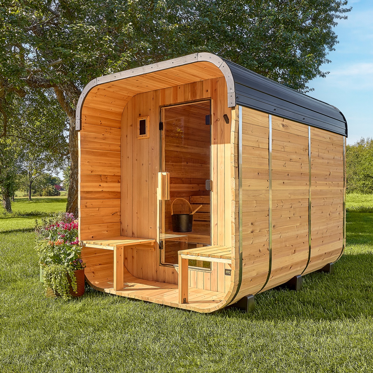 Lennon Outdoor Cube Sauna with Porch